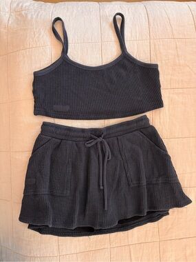 SET Active Waffle Knit Crop Tank and Skort Set